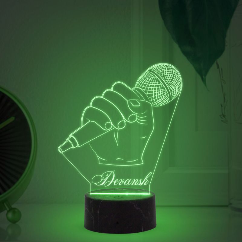 3D Illusion Microphone Night lamp for Music Studio & Home Decoration Light with Multicolored light